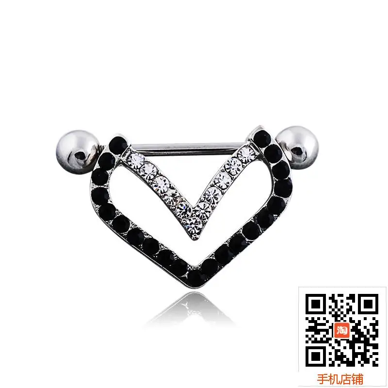 Navel Piercing Fashion Sexy Perforated Milk Ring Medical Steel Fun Love Papilla Anti allergic
