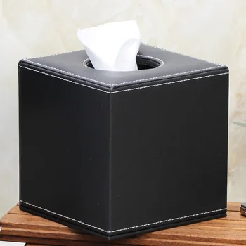 

Leather Square Tissue Box Holder Facial Tissues Paper Storage Case Table Organizer for Home Office, Car Automotive Decoration