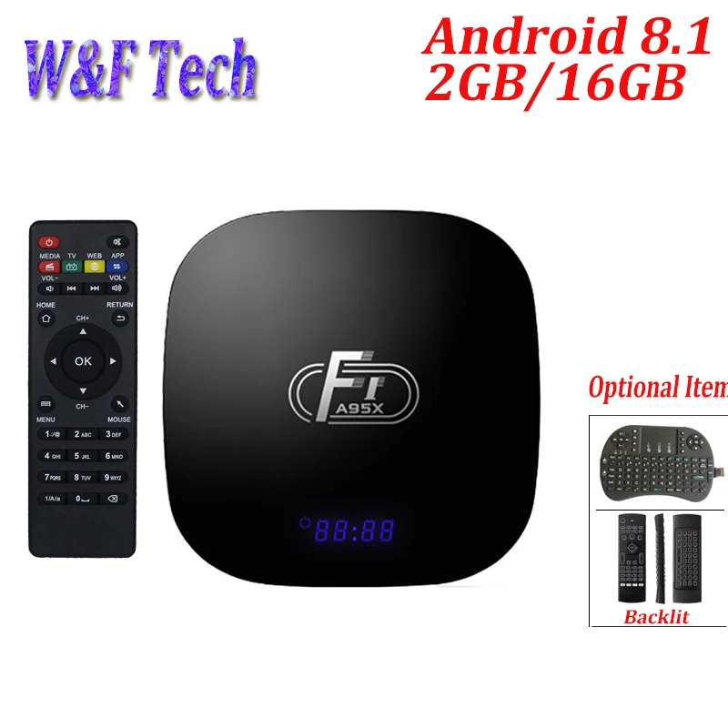 ТВ-приставка A95X F1 2 ГБ 16 Android 8 1 четырехъядерный процессор Amlogic S905W телеприставка 4G