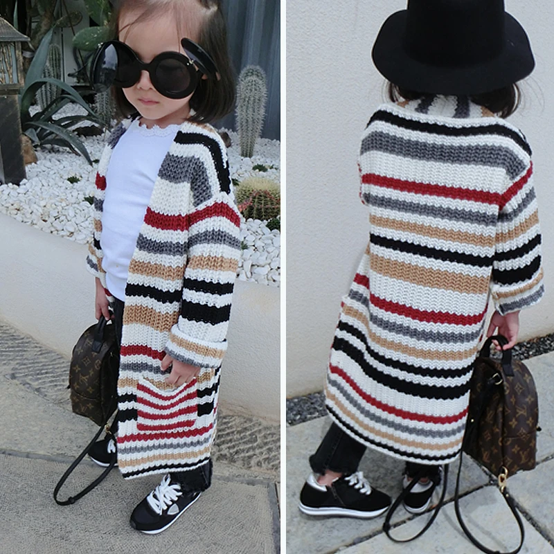 Hurave new casaul kids clothes winter long sleeve knitted sweater long sweater baby girls toddler cute