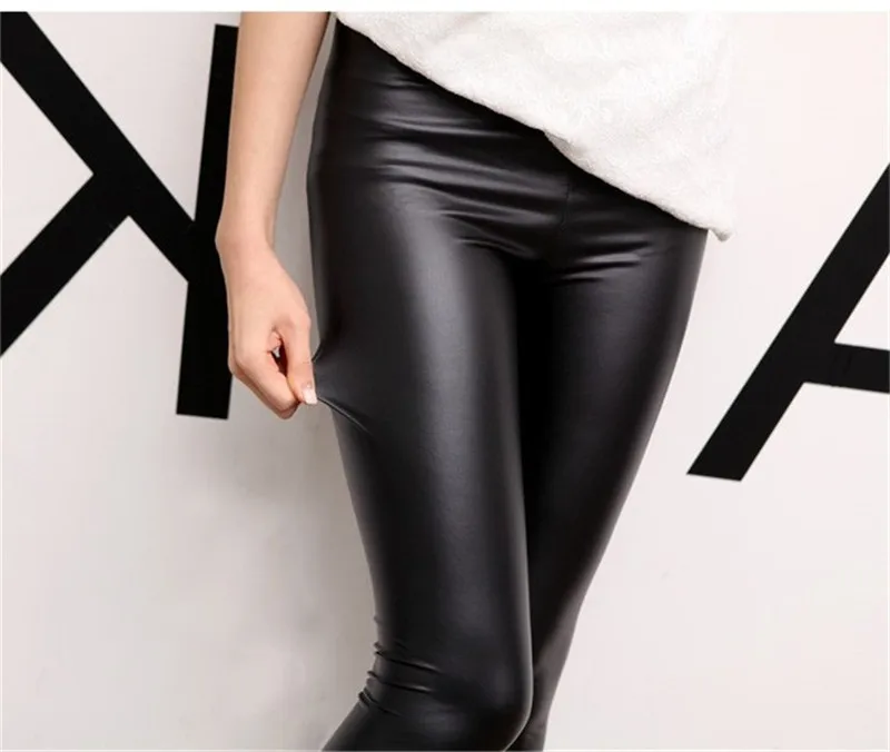 

Fashion Casual Faux Leather Leggings Sexy Women Cropped Elastic Leggins Thin Not Crack Plus Size 5XL Leggings
