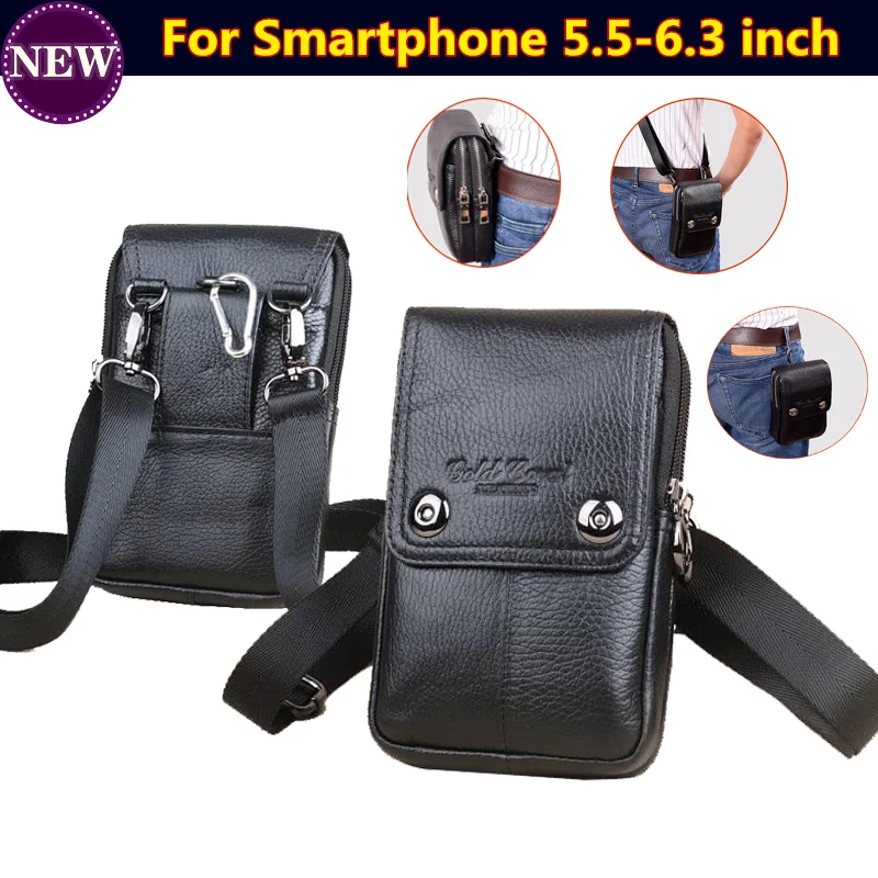 

Double Pockets Leather Pouch Belt Hook Loop Phone Case Cover For Multi Smart Phone Model between 5.5-6.3 inch Cell phone bags