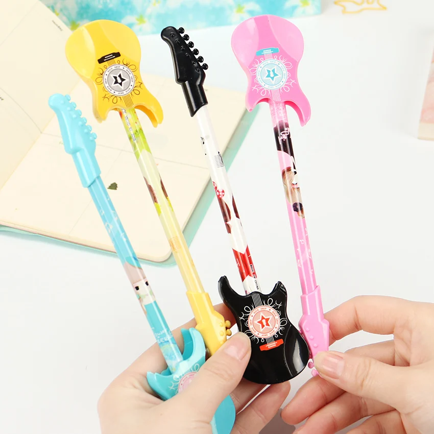 

Creative Guitar Gel Pen 0.38mm Black Korean Stationery Office School Supplies Kawaii Musical Instruments Cool Writing Pens