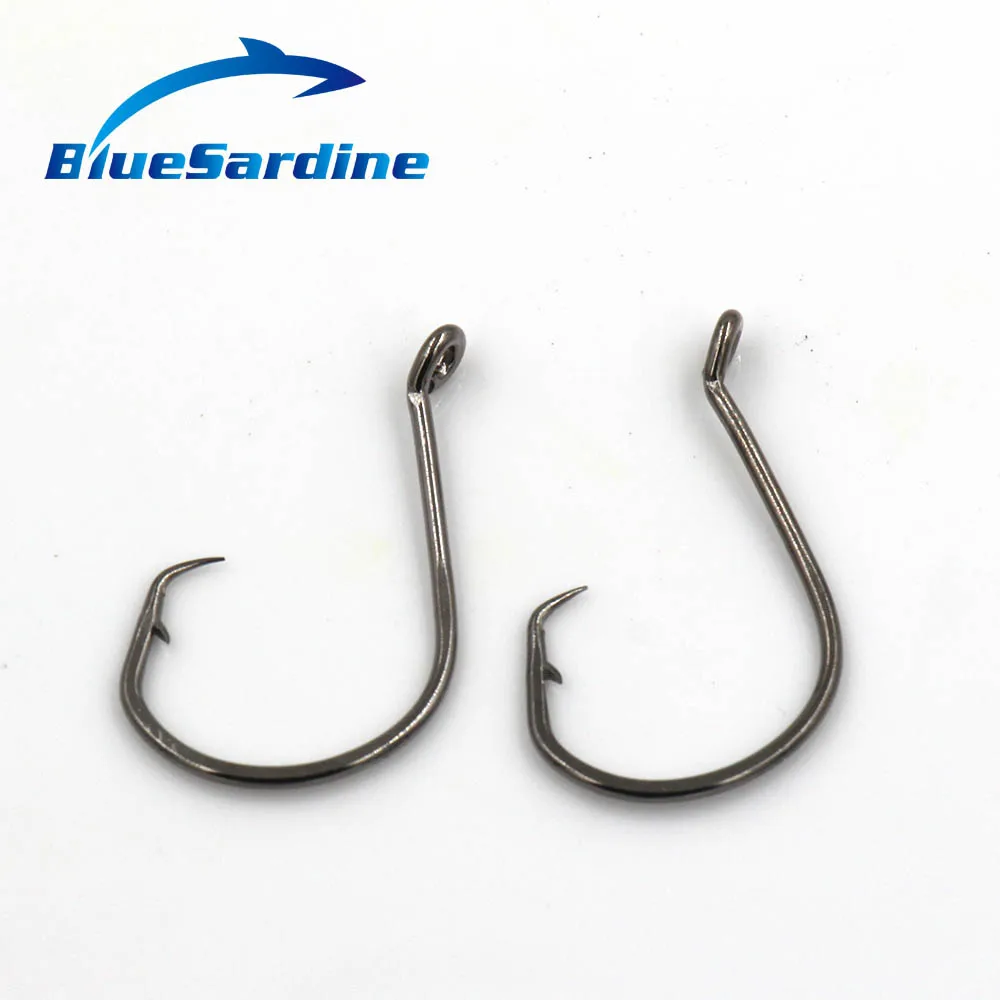 BlueSardine 50PCS Carbon Steel Barbed Fishhook Sea Fishing Hooks Fish