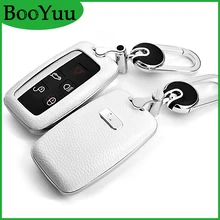 BooYuu Caso branca de Neve Chaveiro Chaves Do Carro Para Land Rover Range Rover Evoque Descoberta 2 lander Livre 3/4 5 botão tampa do teclado de couro