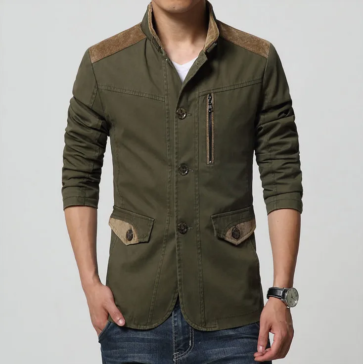 ZOEQO Новая модная брендовая мужская верхняя одежда пальто и куртки повседневная Парка мужская зеленая куртка 474