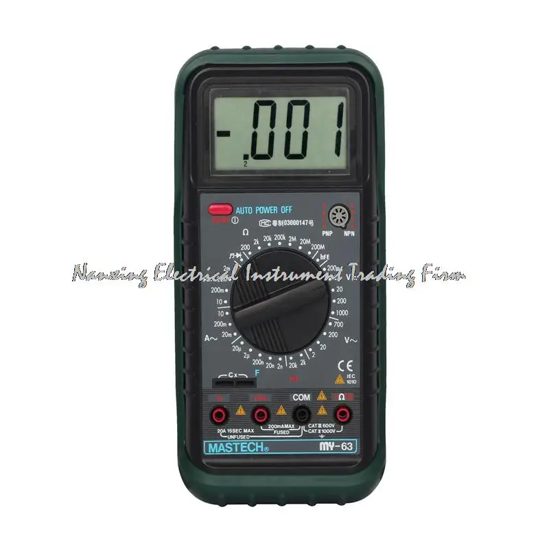MASTECH MY63 Digital Multimeter DMM w/Capacitance Frequency & hFE Test .