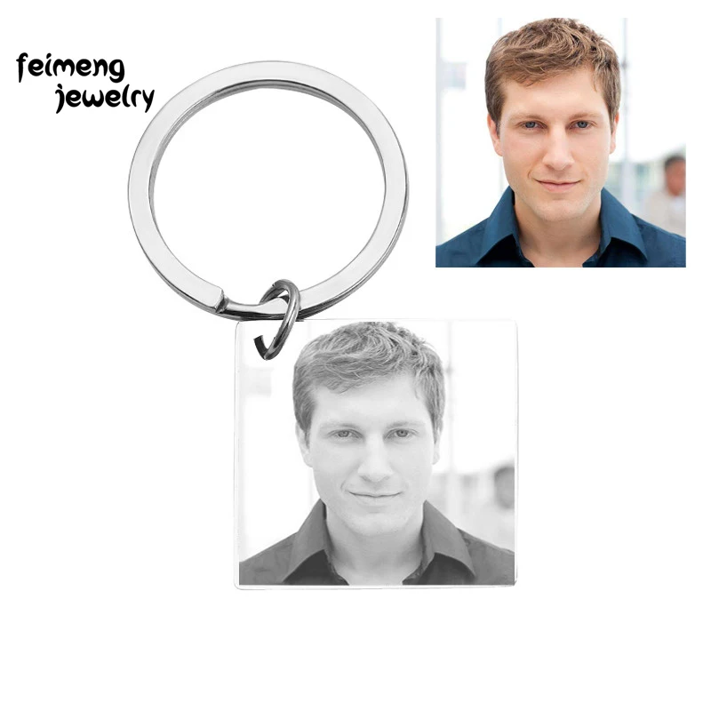 

Custom DIY Tag Photo Keychain Stainless Steel Engraved photograph Keychain Key chain Charm Keyring Jewelry Freeshipping