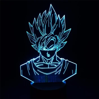 

Dragon Ball Son Goku 3D Table Lamp Super Saiyan LED Night Lights Room Decorative lighting 7 Color Changing Night Light for Boys