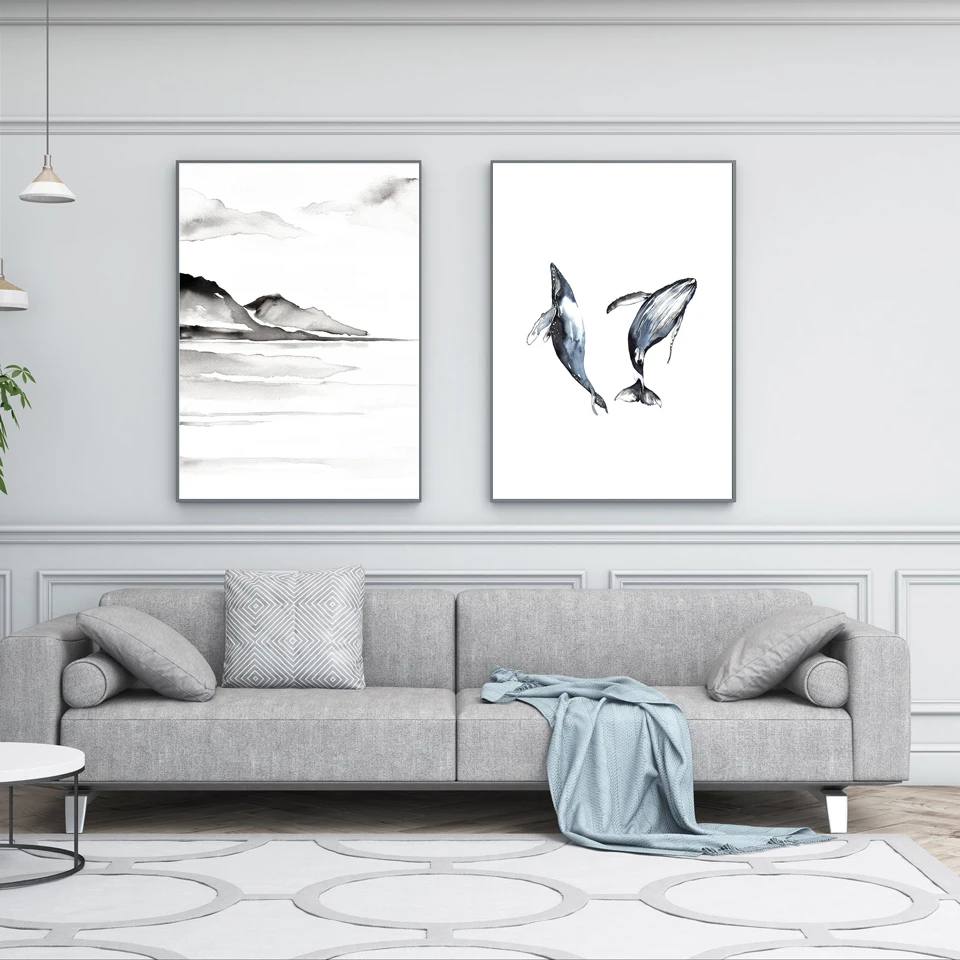 

Black White Wall Art Nordic Abstract Poster And Prints Canvas Painting Landscape Picture For Living Room Scandinavian Home Decor