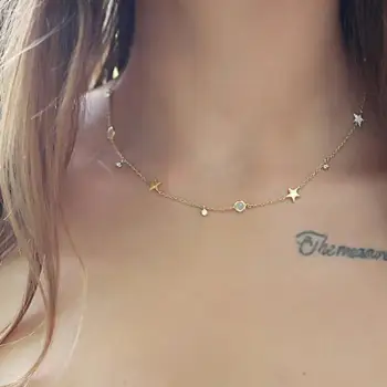 

100% 925 Sterling Silver CZ Star Charm Wedding Bridal Gift Jewelry Charm Choker Minimal Delicate Women Fashion Pendant Necklaces