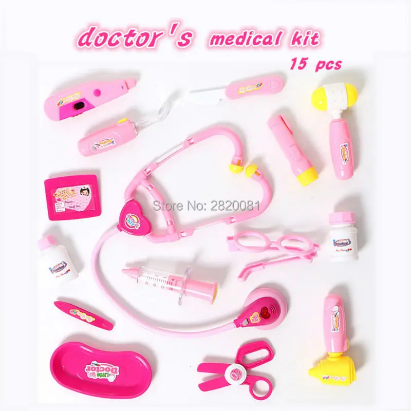 15pcs doctor's medical kit stethoscope injector toy set,children's role play game educational