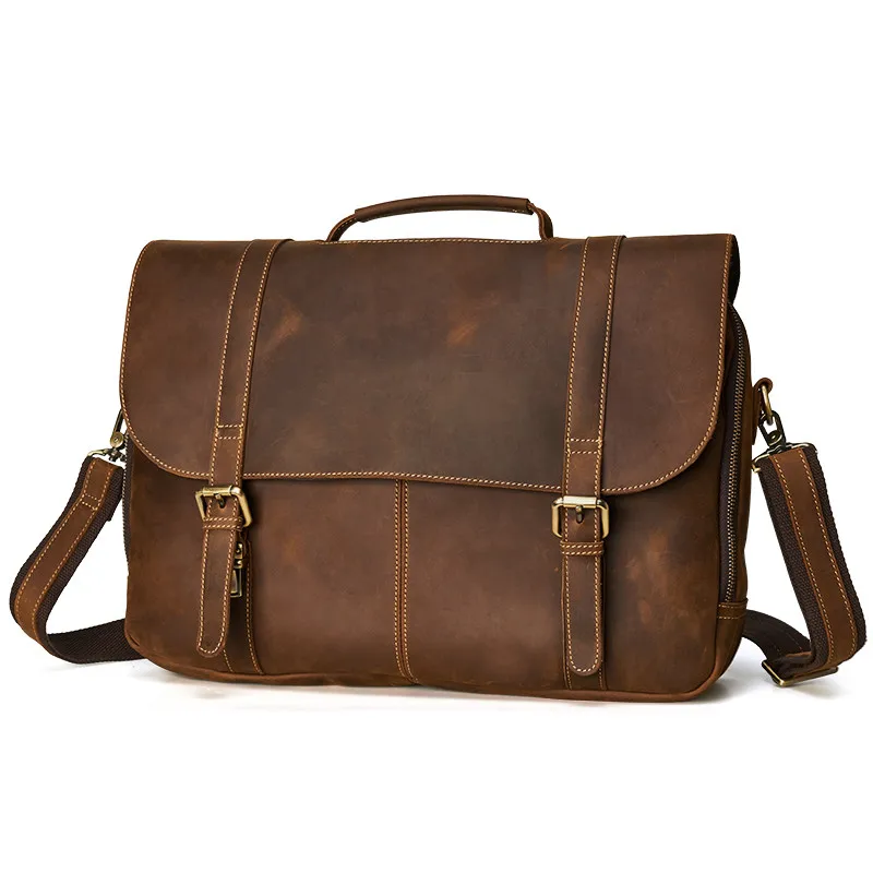 Nesitu мужские портфель деловая сумка Crazy Horse Натуральная кожа 14 ''ноутбук Office сумки мужские M6303