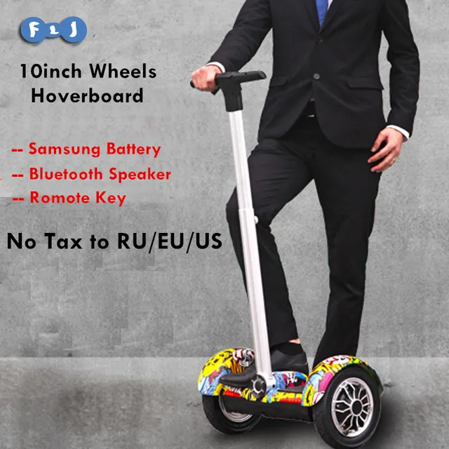 10 дюймов Hoverboard С Ручкой Bluetooth Speakter Электрический Скутер самостоятельно Балансировки скутер Стоя Смарт-два колеса скейтборд