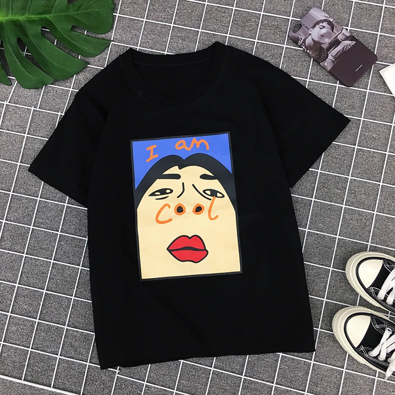 

2019 Summer Harajuku I am Cool Funny Letter Print T shirt Women Korean Creative Female T-shirt Fashion harajuku Black Top Tee