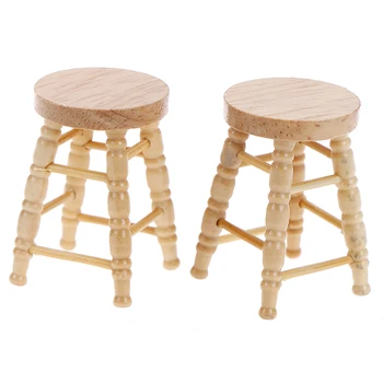 

Simulation Mini Wooden Stool Chair Furniture Model Toys for Doll House Decoration 1/12 Dollhouse Miniature Accessories
