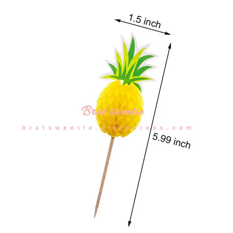 pineapple topper Бумага с Фламинго соломы ананаса соты соломинки Гавайский тропический День рождения Свадебные украшения партии летние товары для вечеринок - Цвет: pineapple topper