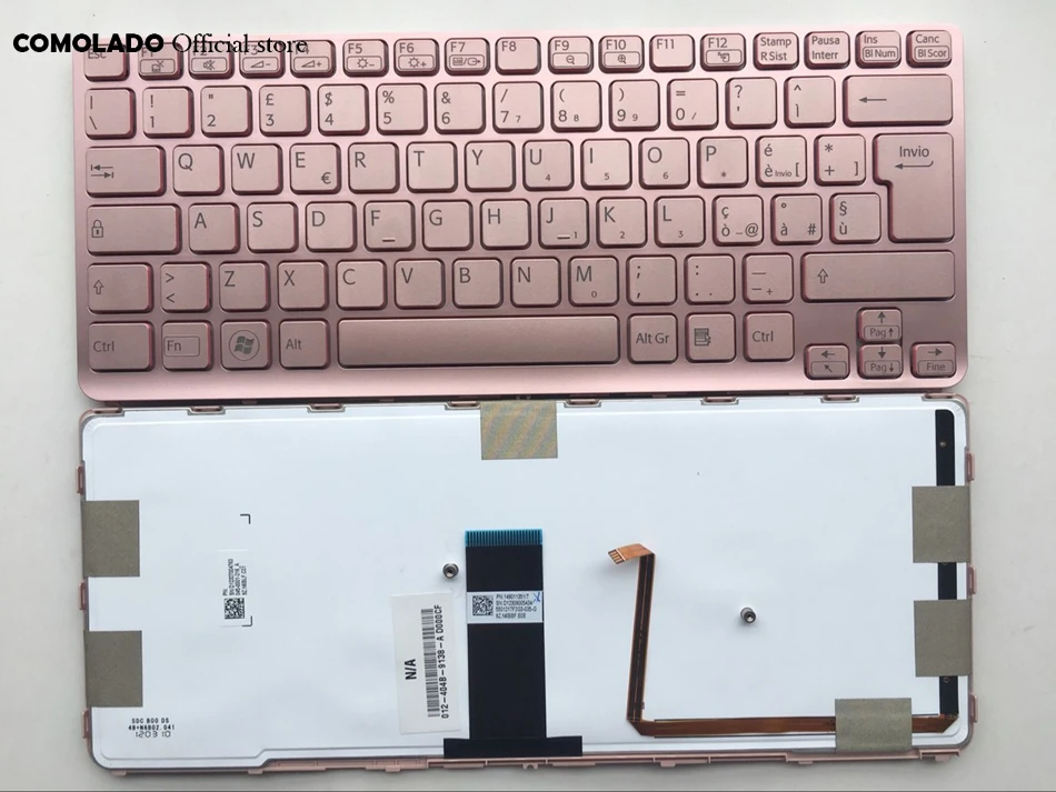 Итальянская клавиатура для Sony Vaio SVE 14 SVS14 SVE14A с подсветкой и розовой рамкой