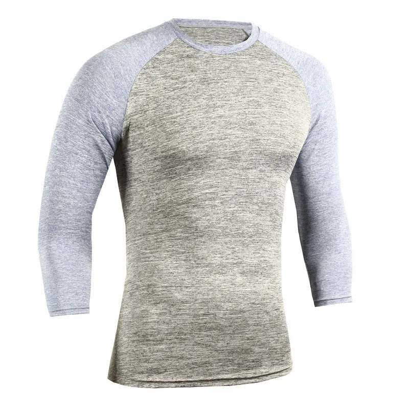 Мужская одежда реглан 3/4 рукав футболка уличная мода дизайн Обычная Передняя цвет три четверти рукав футболки мышцы Мужской - Цвет: Grey