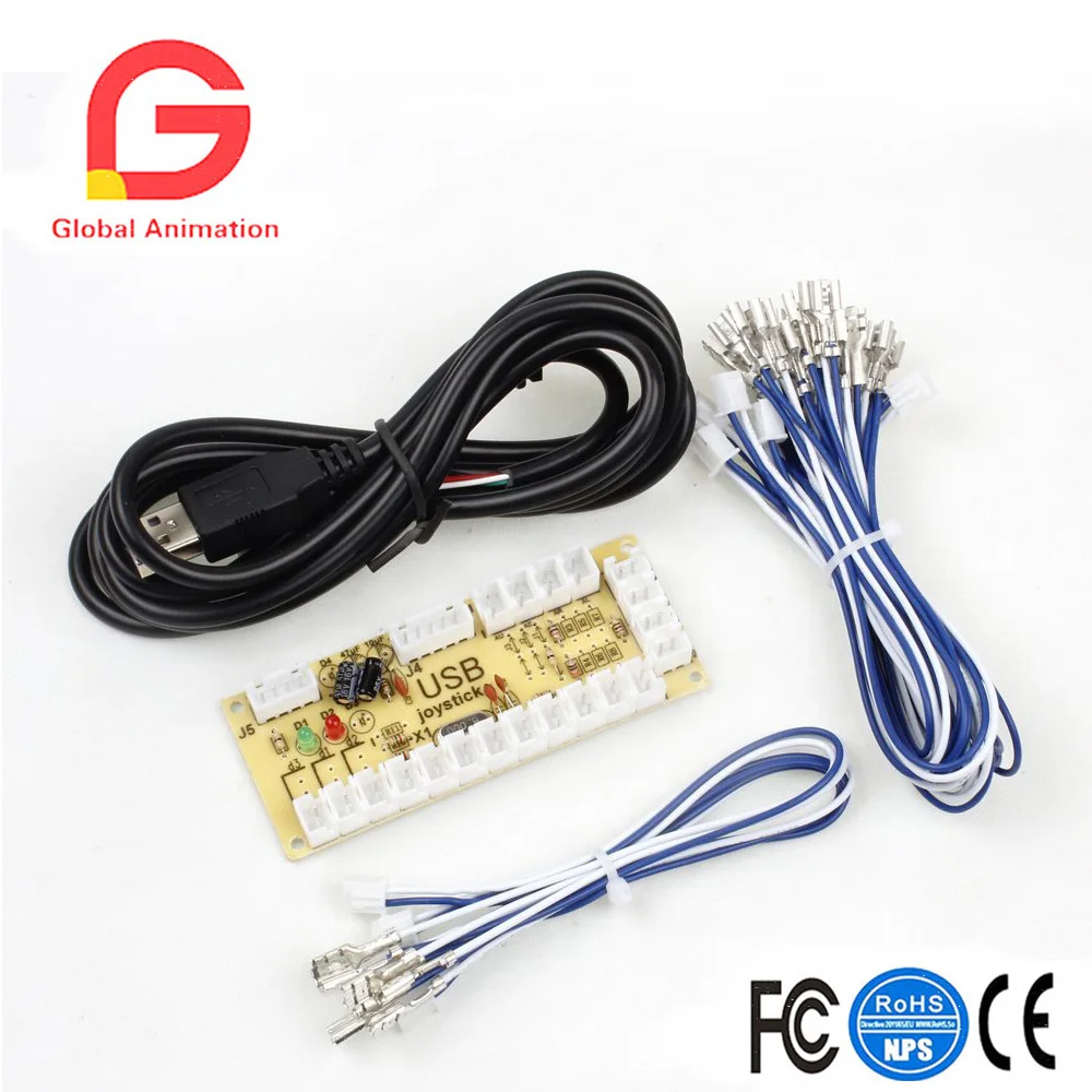 

Zero Delay USB Encoder To PC Controller 2Pin Joystick Cable + Happ Pusb Buttons Cables For Arcade Happ DIY Kits Parts Mame Games