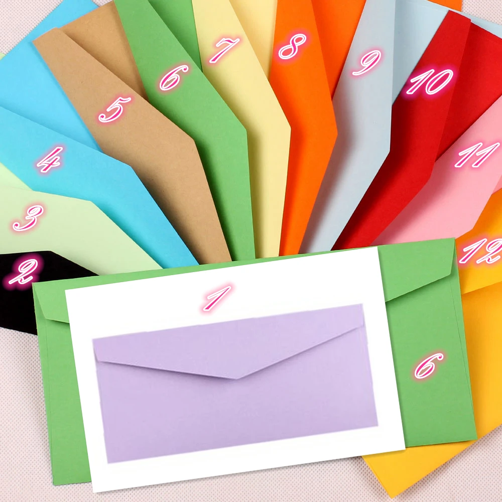 Buy 60pcs/lot 220mm*105mm 12 Colors Paper Envelopes