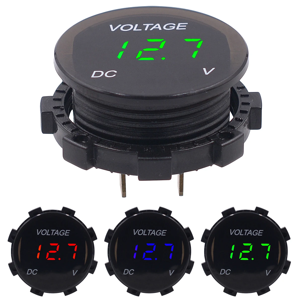 Car Motorcycle LED Digital Display Voltage Meter 3-Digit Voltmeter for 12-24V vehicles includes car SUV ATV boat