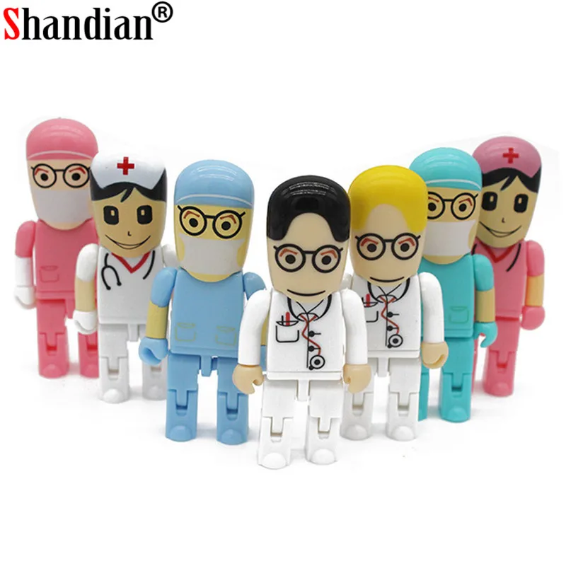 

SHANDIAN hot selling cartoon Doctor series USB 2.0 External Storage Pen Drive Stick 4GB 16GB 32GB 64GB USB Flash Drive U disk