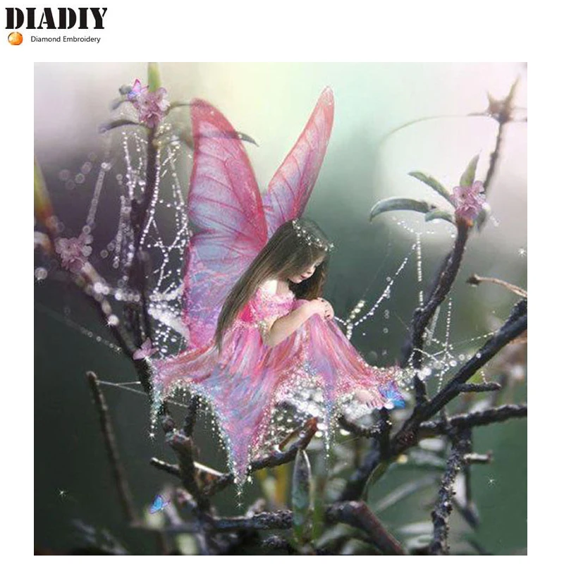 DIADIY Rhinestone painting crystal Home Decor DIY Diamond The Fairy Butterfly 5D cross stitch full diamond embroidery | Дом и сад