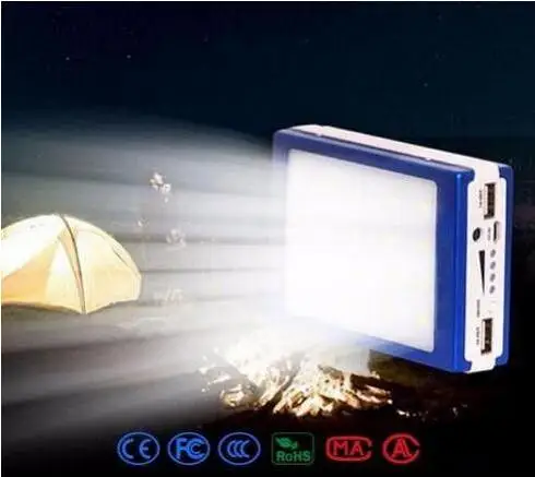 

Dolidad Auceen Real 20000mAh Solar Power Bank + LED Camping Light Backup Battery Charger Portable Rechargeable for Mobile Phones