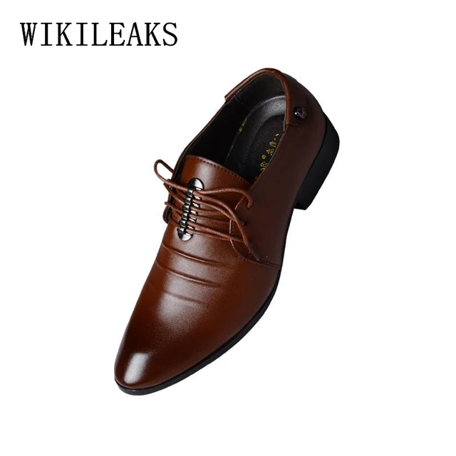 2018 men shoes italian leather pointed toe wedding dress shoes