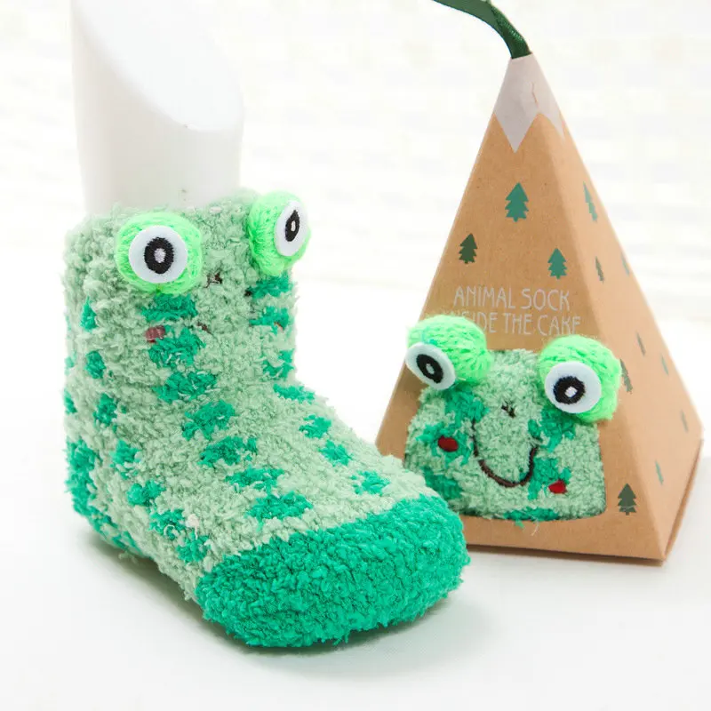 Детские носки-башмачки с изображением животных, 2 шт. носки для младенцев платье-тапочки для малышей короткие носки для малышей от 0 до 36 месяцев, носки для новорожденных - Цвет: Зеленый