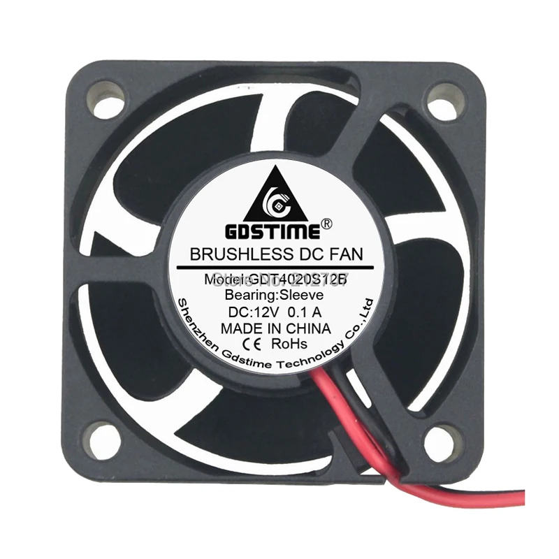 

2PCS Gdstime 12V 2Pin 4020 4cm 40x40x20mm 40mm Brushless DC Cooling Fan