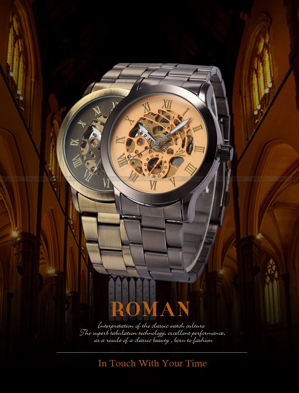 New Steampunk Watches Men Vintage Bronze Automatic Mechanical Skeleton Wrist Watches Men's Mechanical Watch Relogio Masculino