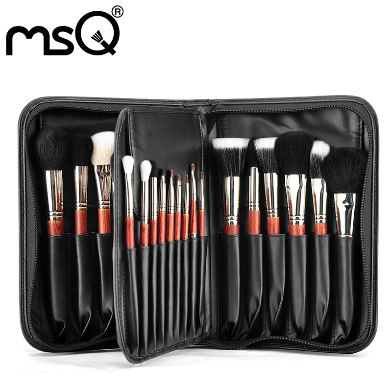 MSQ Профессиональные инструменты для макияжа 29 шт. кисти для макияжа деревянный цвет с кожаной сумкой косметические наборы для макияжа