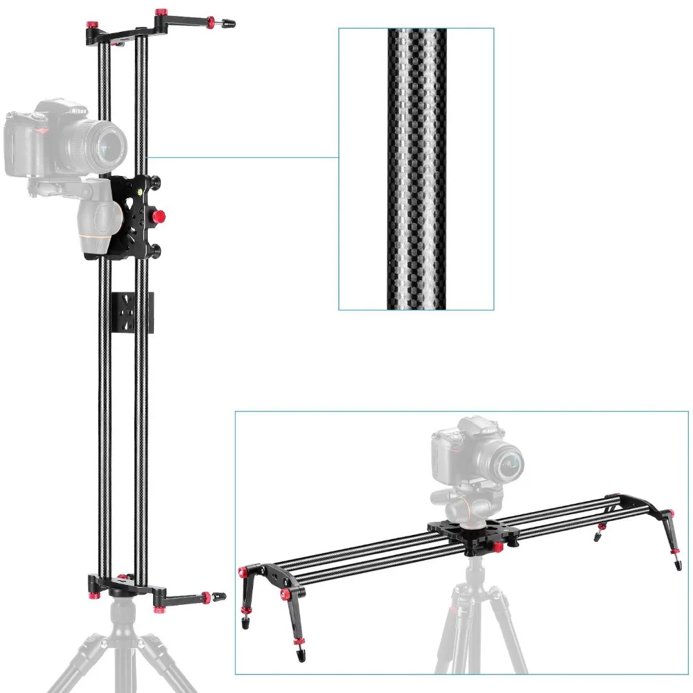  Neewer Carbon Fiber Camera Track Dolly Slider Rail System with 17.5lbs/8kg Load Capacity for Stabil