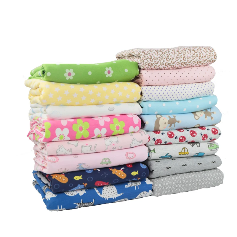 Buulqo 50*160cm baby knitted cotton fabric printed floral baby clothes
