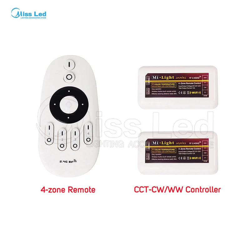 

Express 1x 2.4G 4-zones Remote+2x WW/CW Controller smart wifi controller For RGB Led Strip Light Wireless RF touch screen
