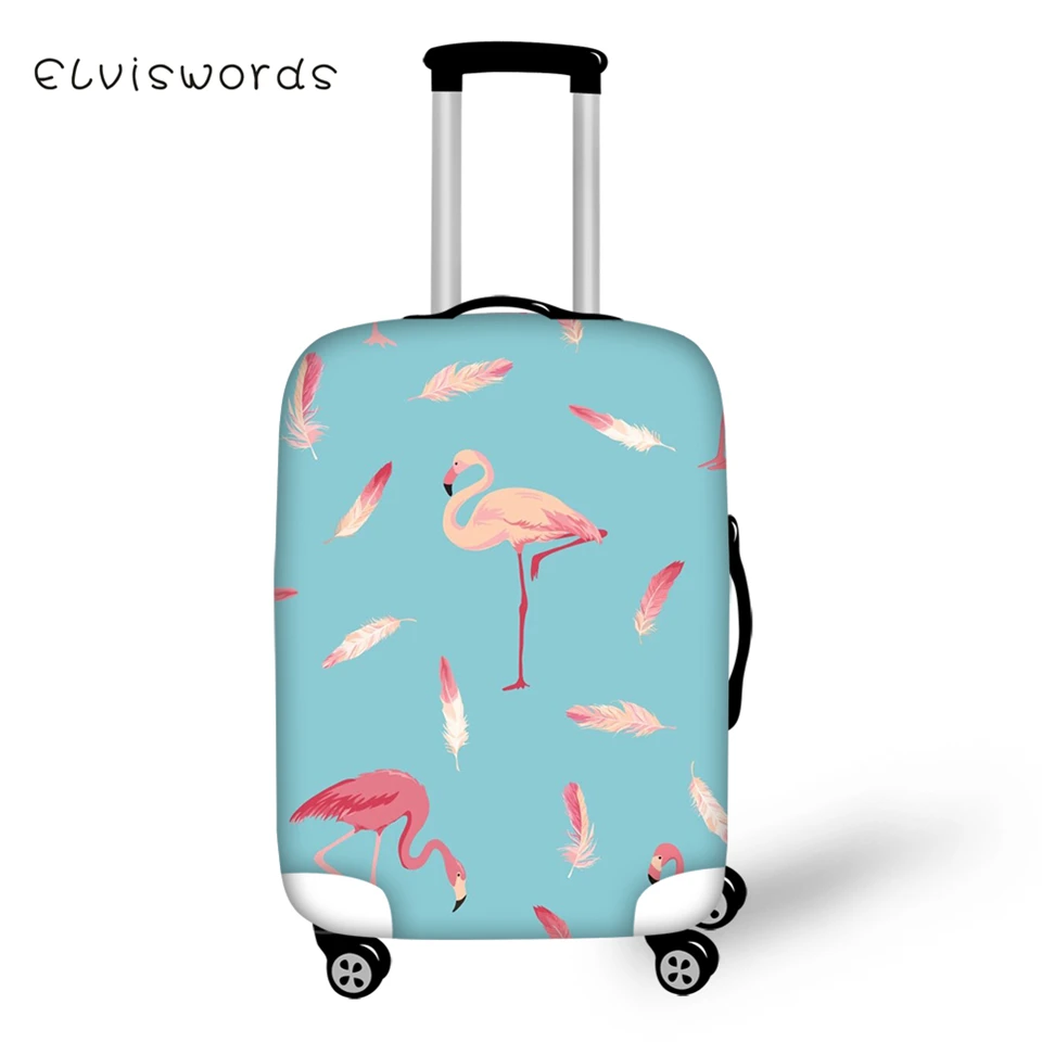 

ELVISWORDS Fashion Water-proof Suitcase Cover Cartoon Flamingos Pattern Luggage Cover Elastic Dust-proof Luggage Protector