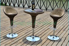Outdoor brown rattan adjustable bar sets furniture