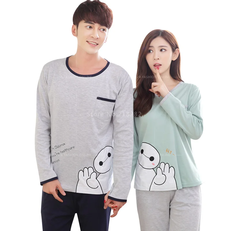 

Spring Autumn Women's Long Sleeve Pajama Sets Men Sleepwear Pajamas for Woman Casual sleep Sets Sweet Girls Pijama mujer