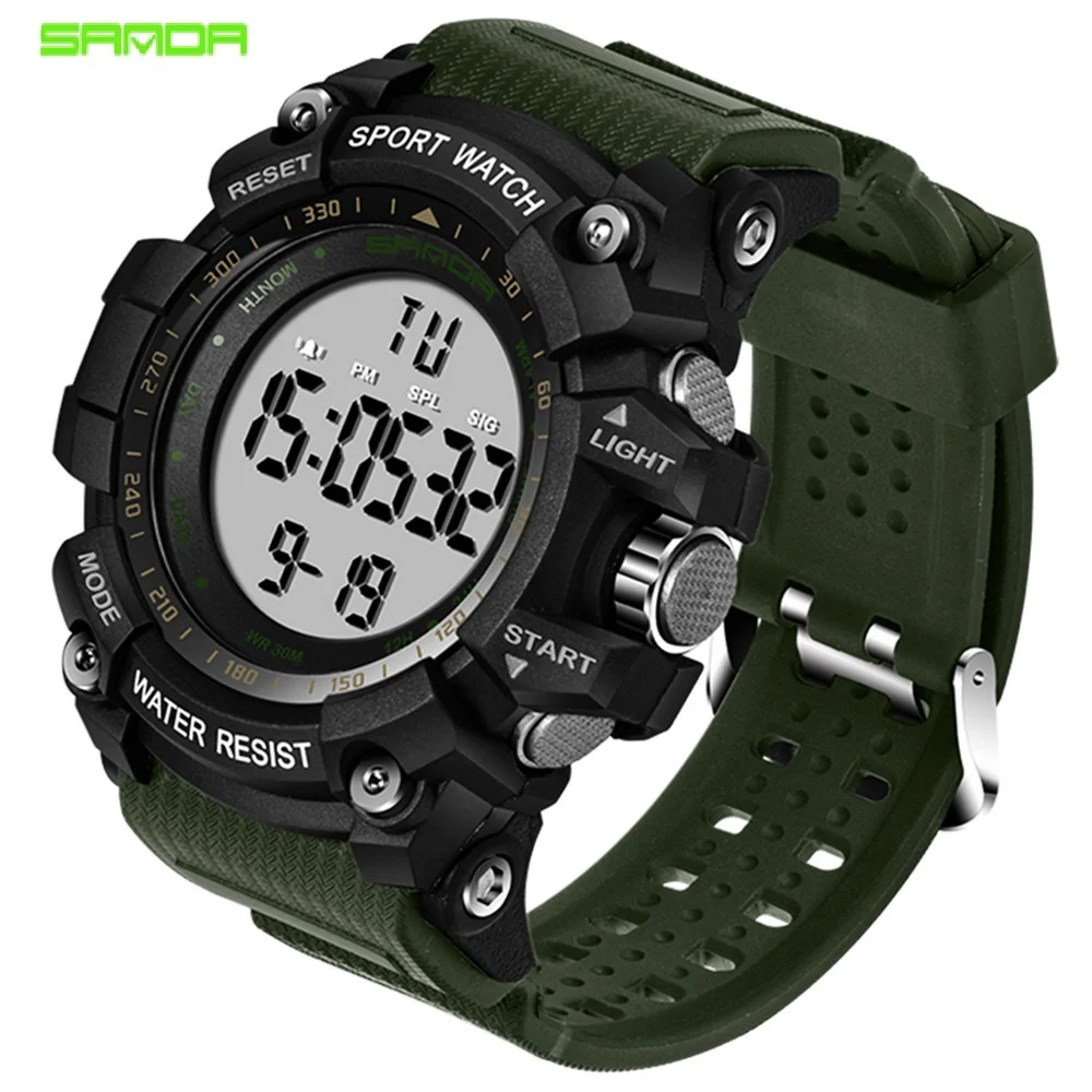Baratos Reloj deportivo para hombre reloj impermeable para hombre reloj cuenta atrás doble reloj despertador reloj Digital Chrono reloj Masculino