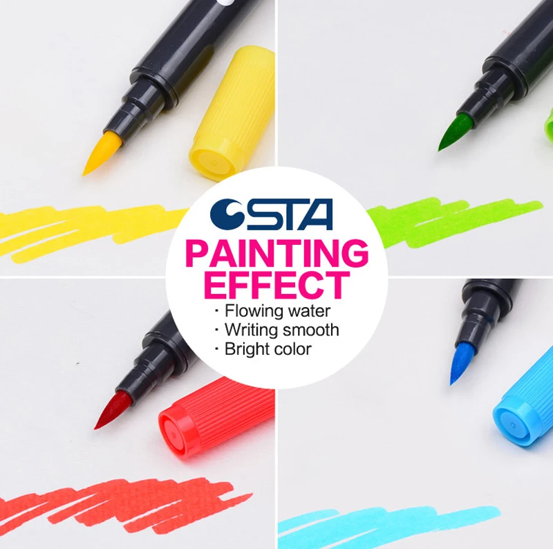 STA 3110 80 Акварельная мягкая кисть маркерные ручки гибкий кончик живопись, каллиграфия, Водная раскраска для детей, книги для взрослых