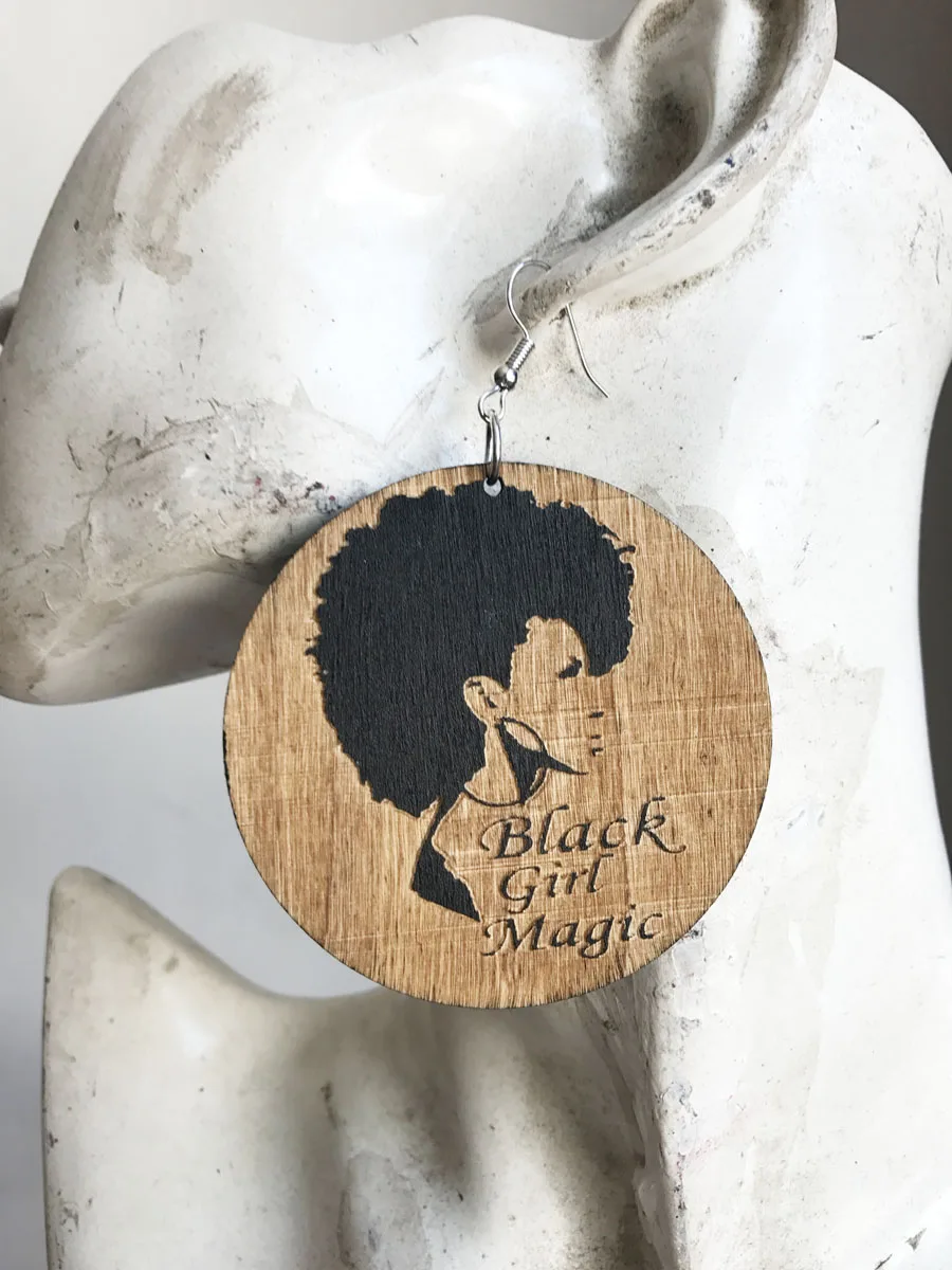 

1 pair afro natural curly hair wood earrings , gift wooden Jewelry K-065