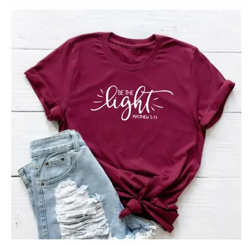Футболка с надписью BE THE LIGHT LIGHT|Футболки| |