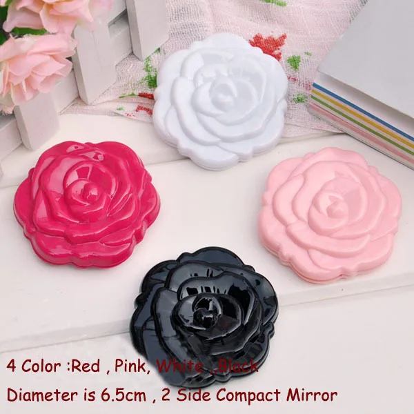 

50 PCS ANNA QUEEN High Quality Acrylic 3D Cute Rose Shape Compact Cosmetic Mirror- Free shipping