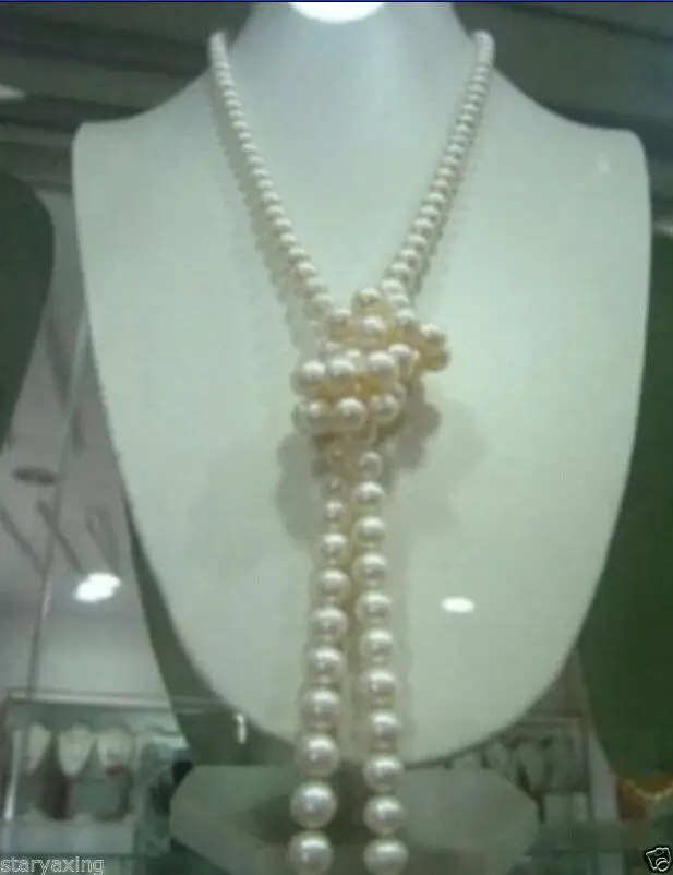

14K Clasp 9-10mm AAA white Freshwater Cultured round pearl necklace 52