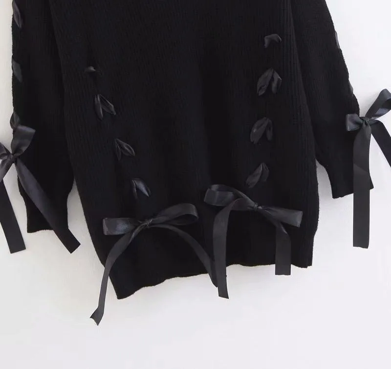 OMCHION Sueter Mujer 2018 O Neck Long Sleeve Women Sweaters And Pullovers Sweet Casual Bow Lace Up Korean Jumper Knitwear LMM70 OMCHION Sueter Mujer 2018 O Neck Long Sleeve Women Sweaters And Pullovers Sweet Casual Bow Lace Up Korean Jumper Knitwear LMM70