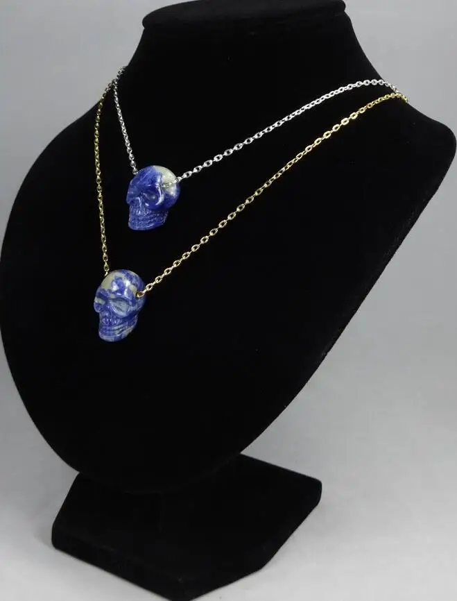Ожерелье с черепом содалитом драгоценным камнем|gemstone pendant|necklace necklacegemstone raw |