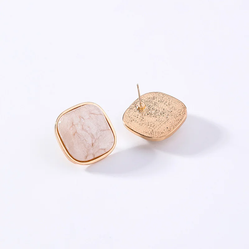 Retro Women Earrings Geometric Square Earring Stud Temperament Stone Texture Pendientes Korean Earings Fashion Jewelry Girls (8)