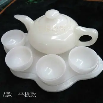 

Afghanistan white jade stone tea wine teapot Gongfu tea glass ornaments